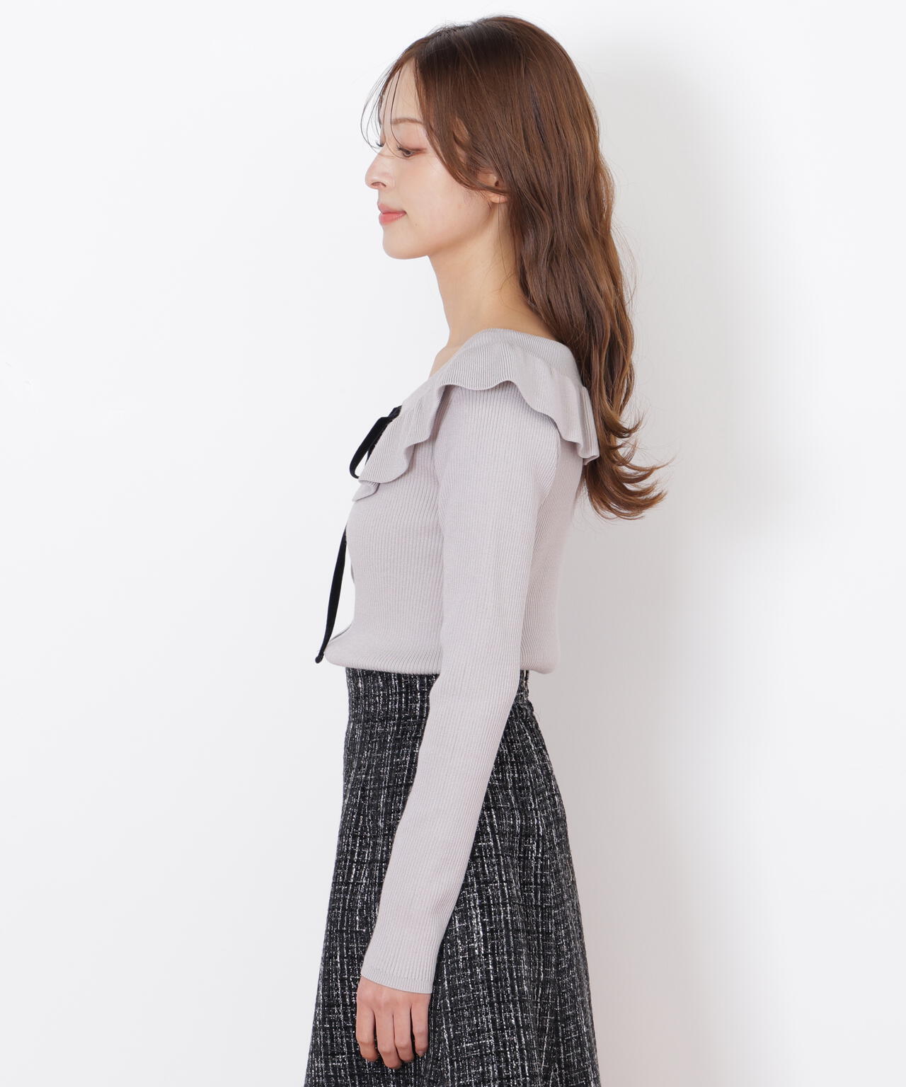 【新品】JILL BY JILLSTUART ケープリボンリブニット ホワイト ジルバイジルスチュアート JILL by JILLSTUART ケープリブニット