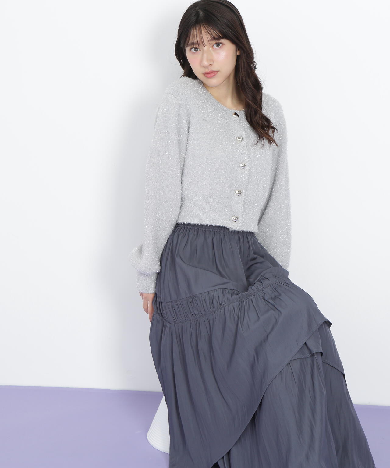 ハートボタンラメフェザーカーディガン | JILL by JILL STUART（ジル