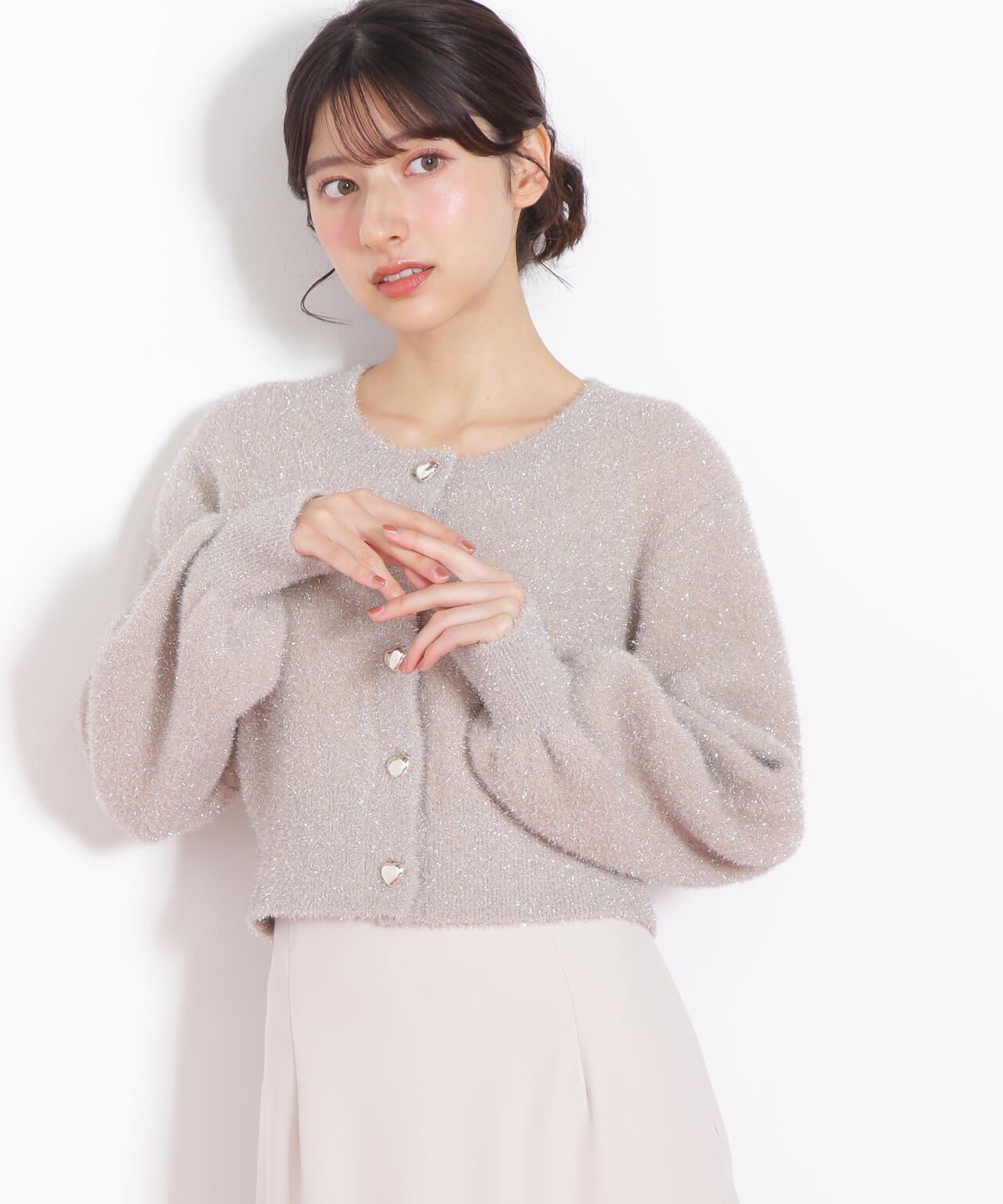 Arpege story ハートボタン ラメフェザーカーディガン ハートボタンラメフェザーカーディガン | JILL by JILL STUART（ジル
