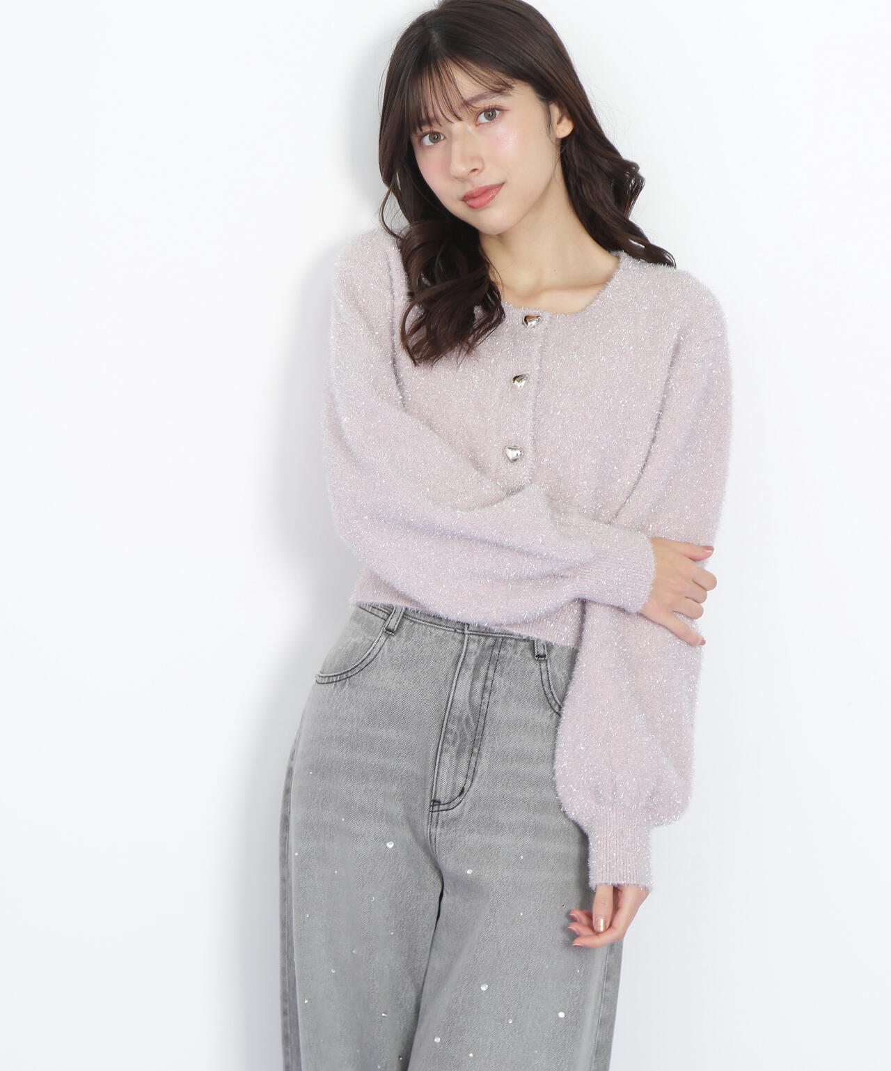 ハートボタンラメフェザーカーディガン | JILL by JILL STUART（ジル