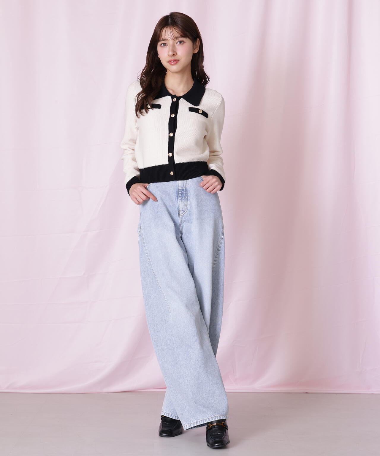 バイカラー衿付きカーディガン | JILL by JILL STUART（ジル バイ ジル