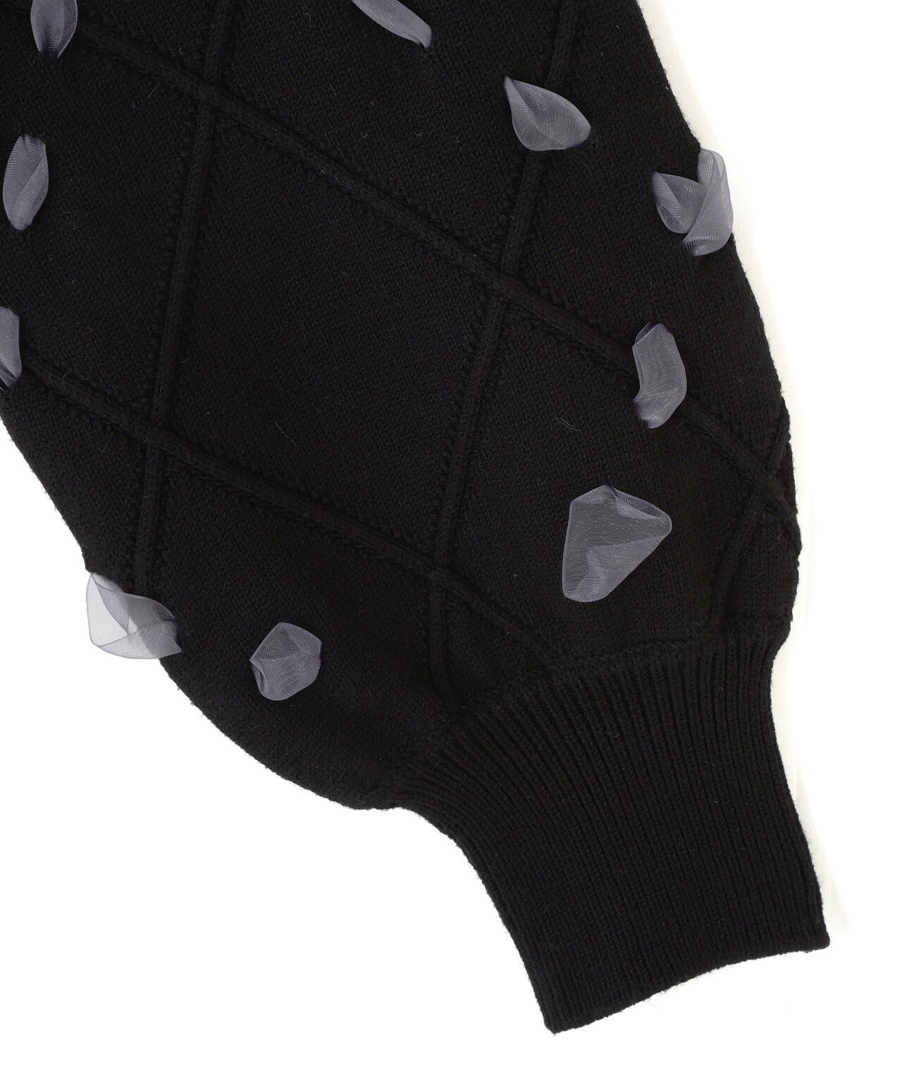 ダイヤ柄リボンニット