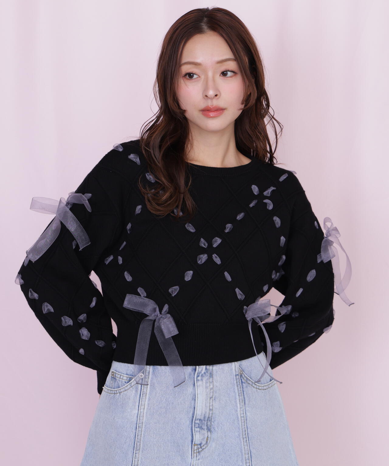 ダイヤ柄リボンニット | JILL by JILL STUART（ジル バイ ジル