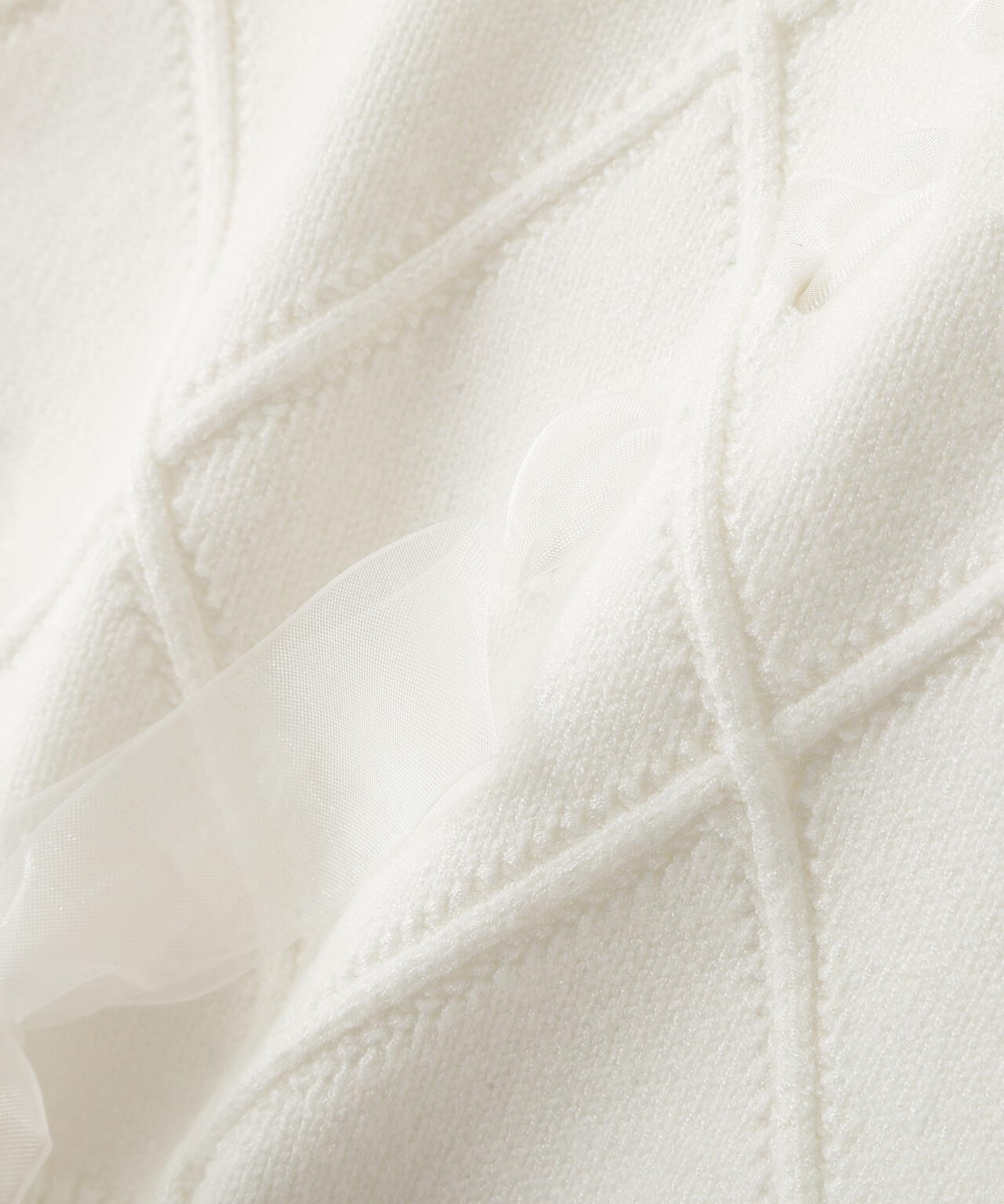 ダイヤ柄リボンニット