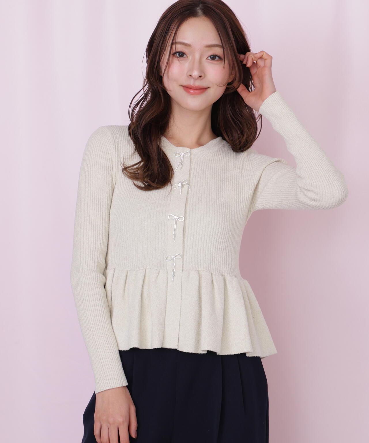 ジル バイ ジル スチュアート（JILL by JILL STUART）/ラメモールペプラムニット ラメモールペプラムニット | JILL by JILL STUART（ジル バイ ジル