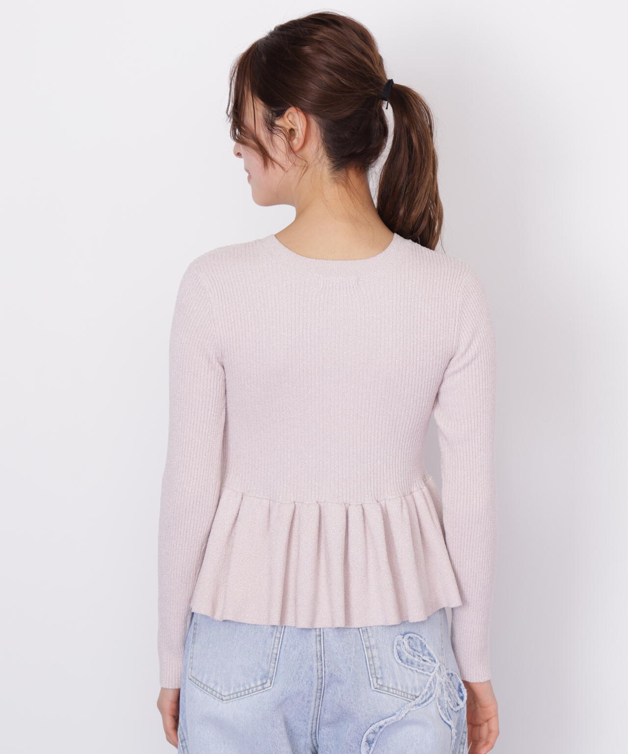 ラメモールペプラムニット