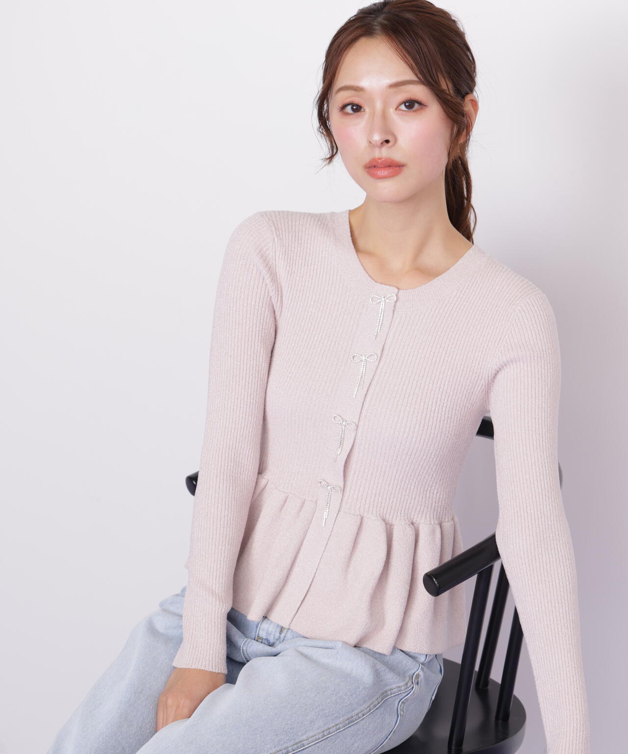 ラメモールペプラムニット