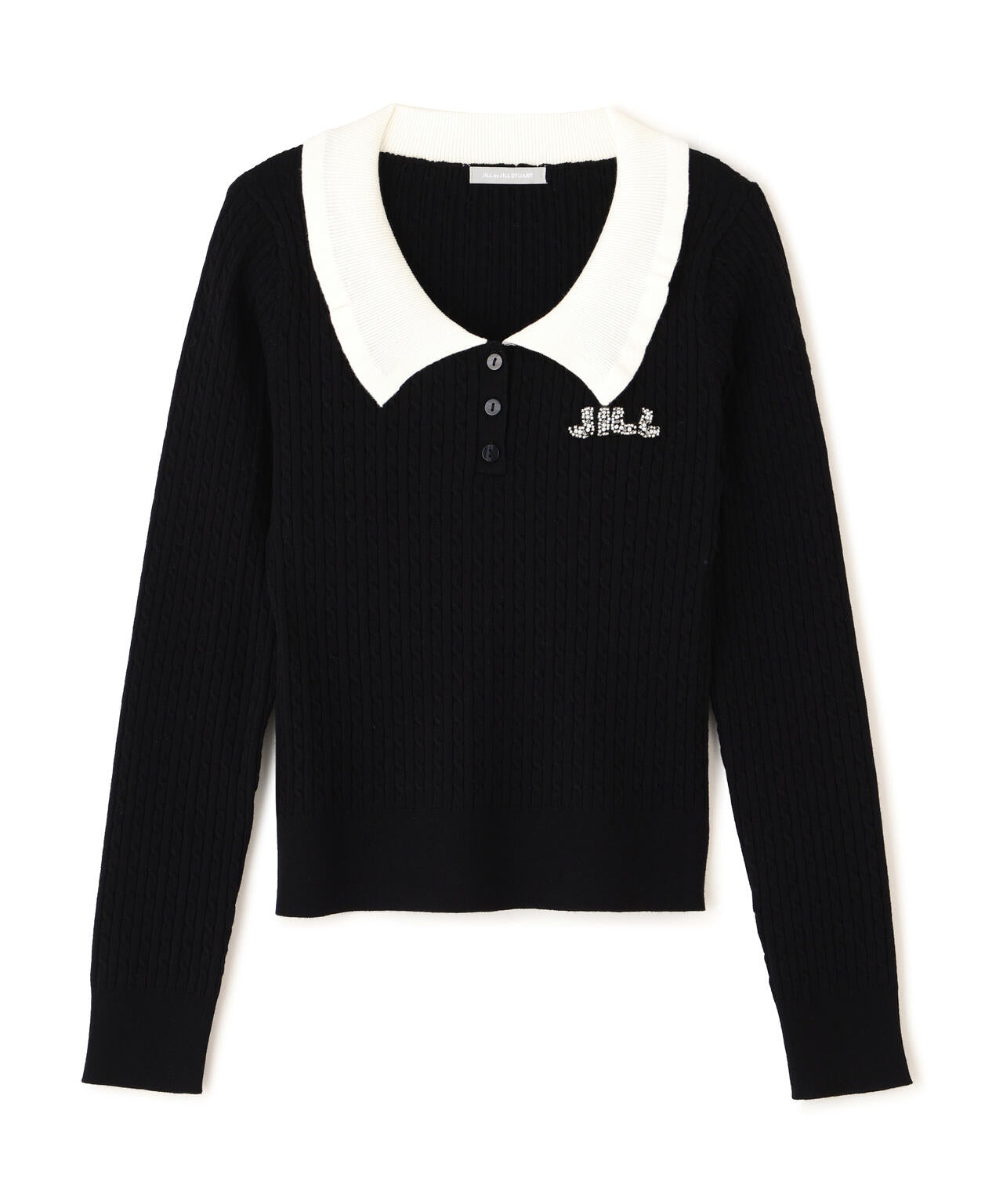 ビジューロゴケーブルニット