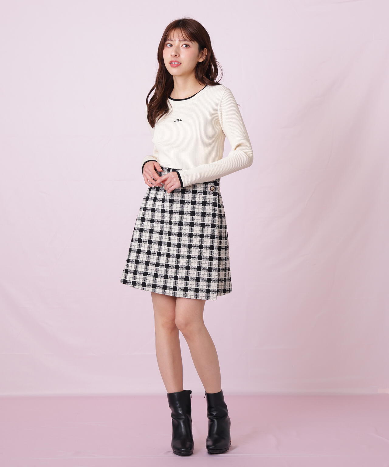 配色リブニット