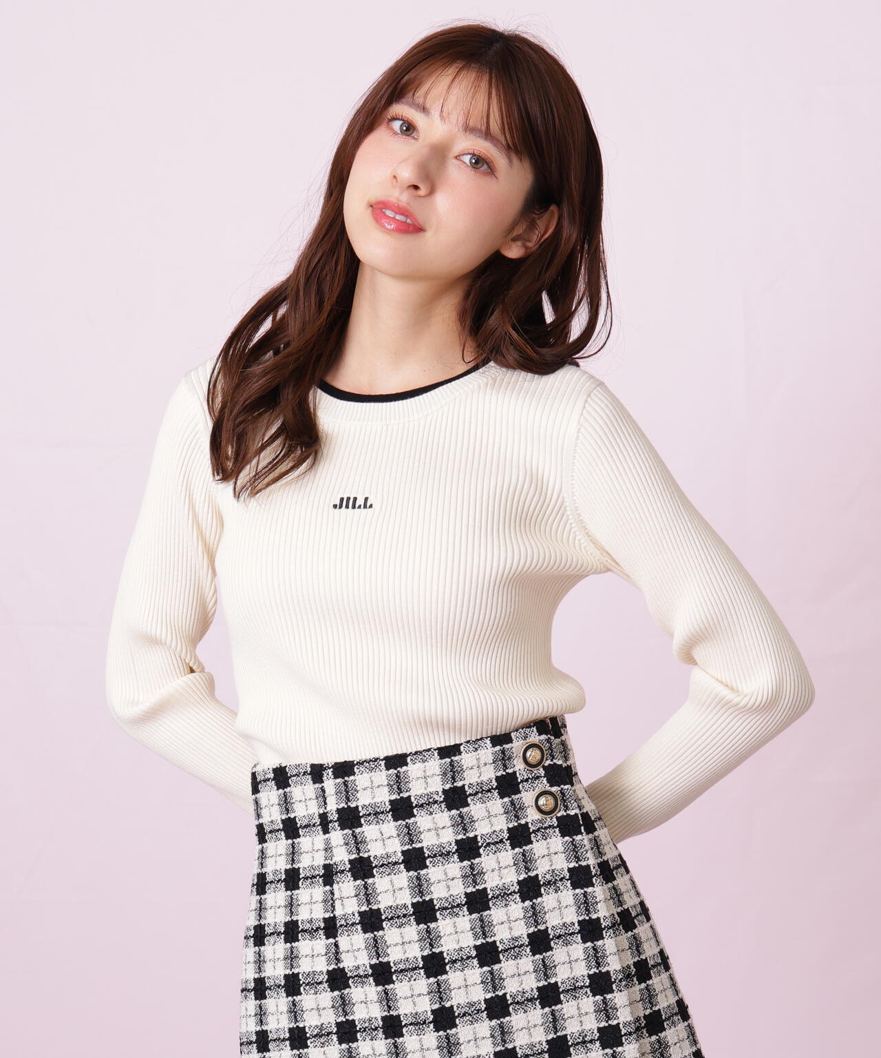 配色リブニット