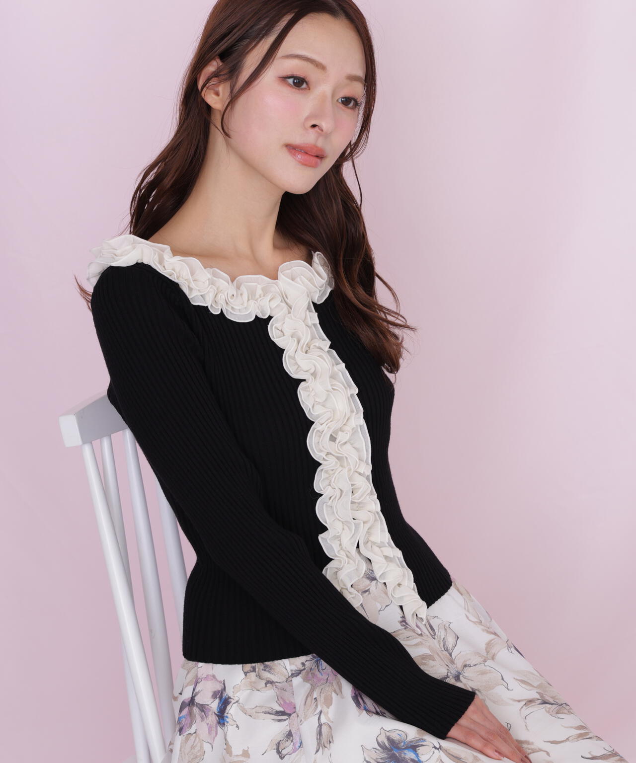 3wayフリルニット Arthur ホワイト チュールフリルニット | ニット | NOELA OFFICIAL WEB STORE