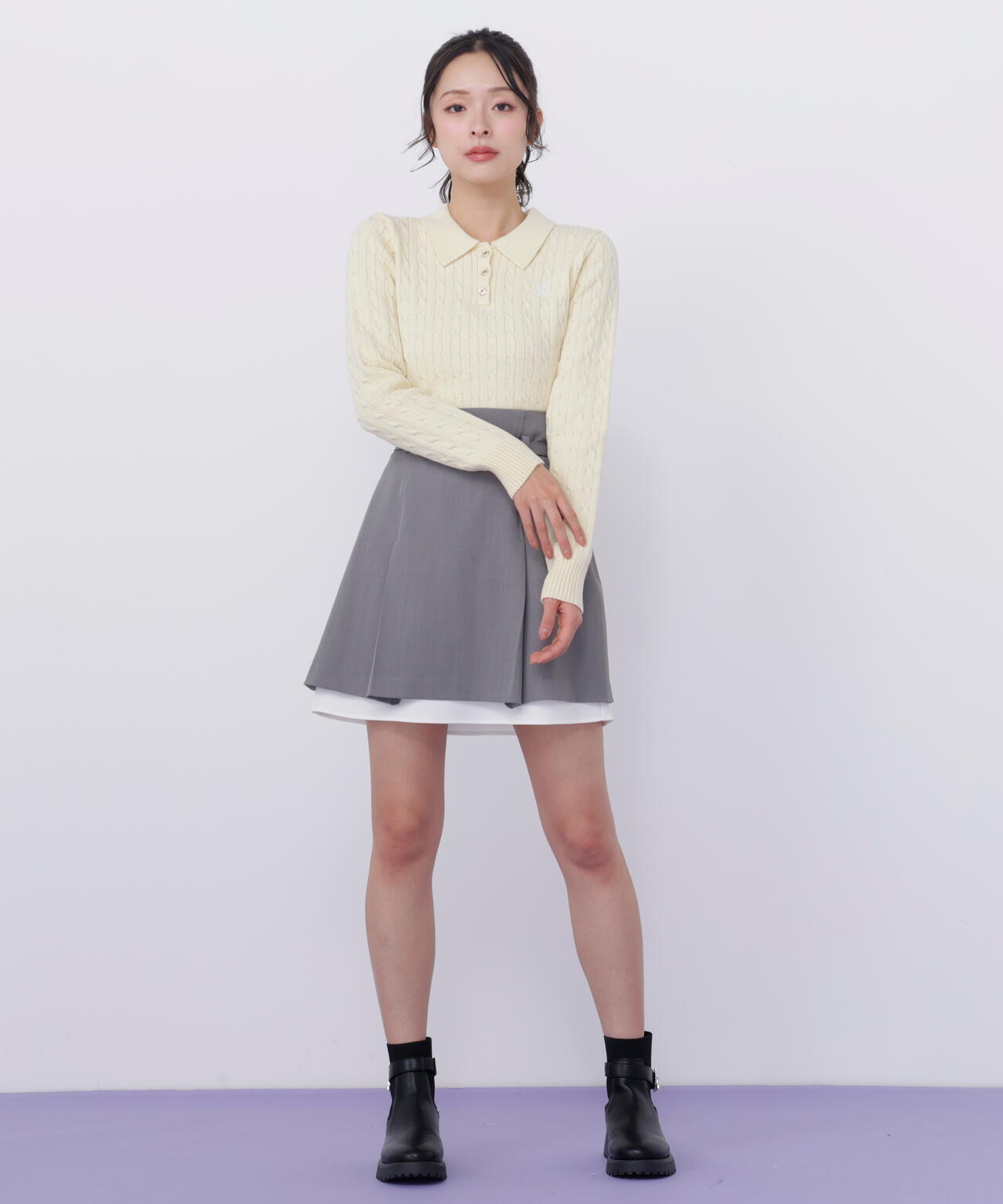 ココディール　ケーブルポロ衿ニット SALE30%OFF◇COCODEAL(ココディール)【ケーブルポロ衿ニット】75231313