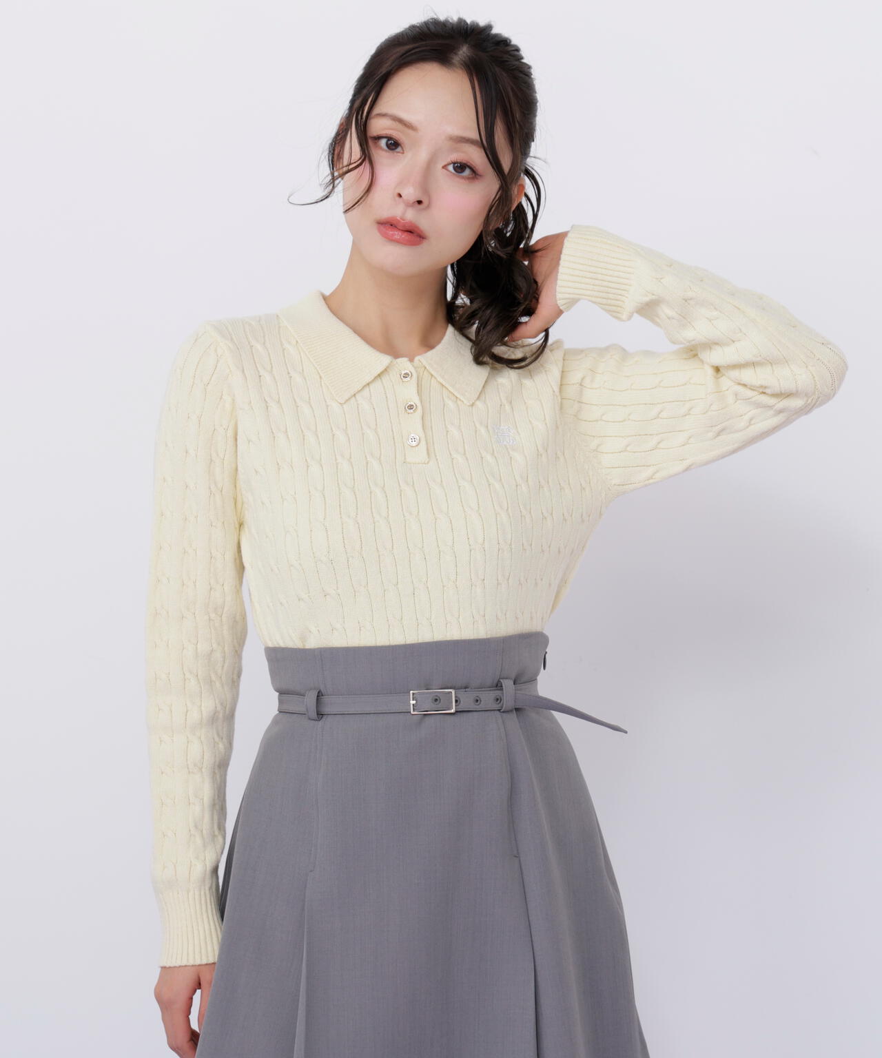ポロ衿コットンブレンドケーブルニット | JILL by JILL STUART（ジル