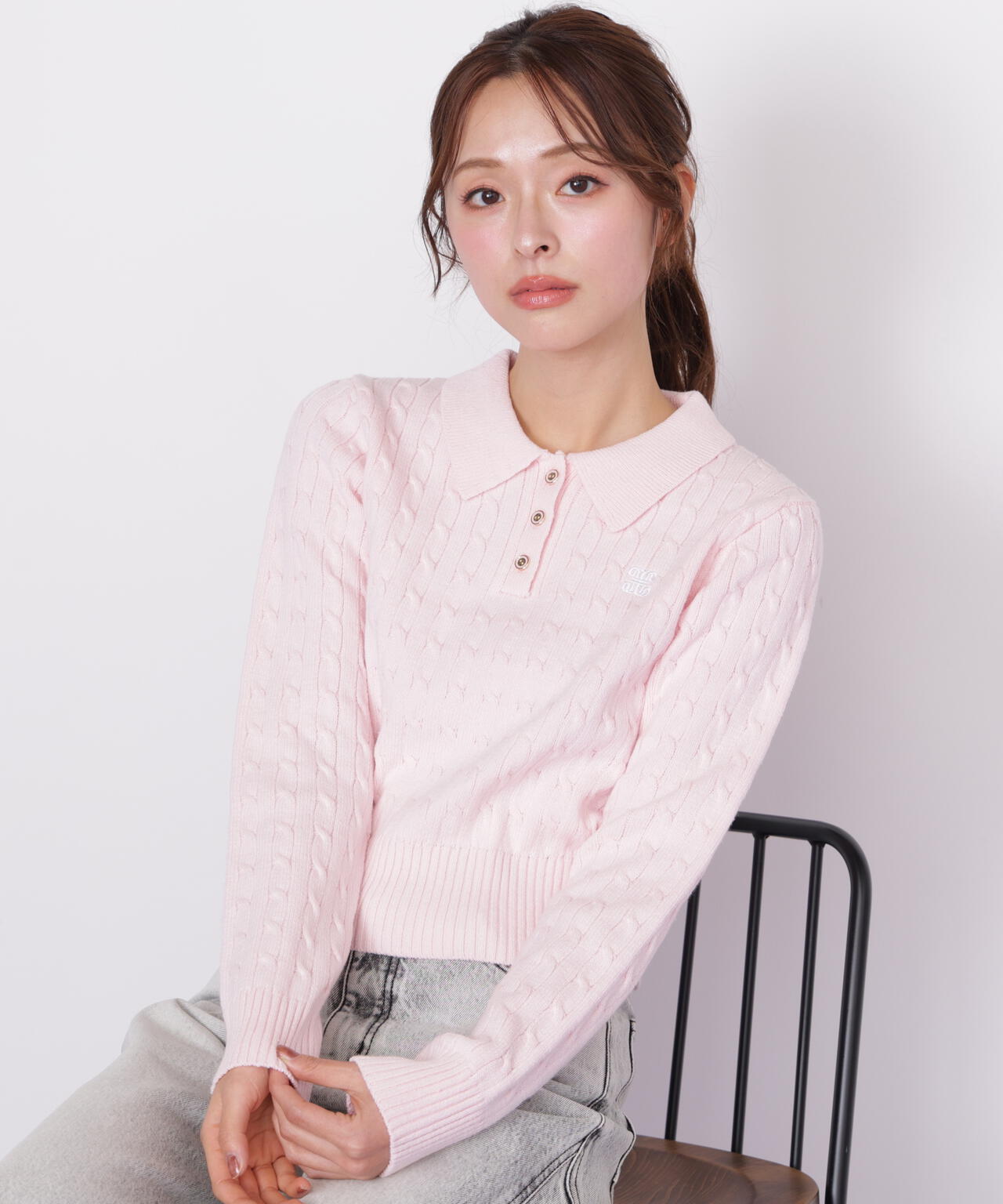 ポロ衿コットンブレンドケーブルニット | JILL by JILL STUART（ジル