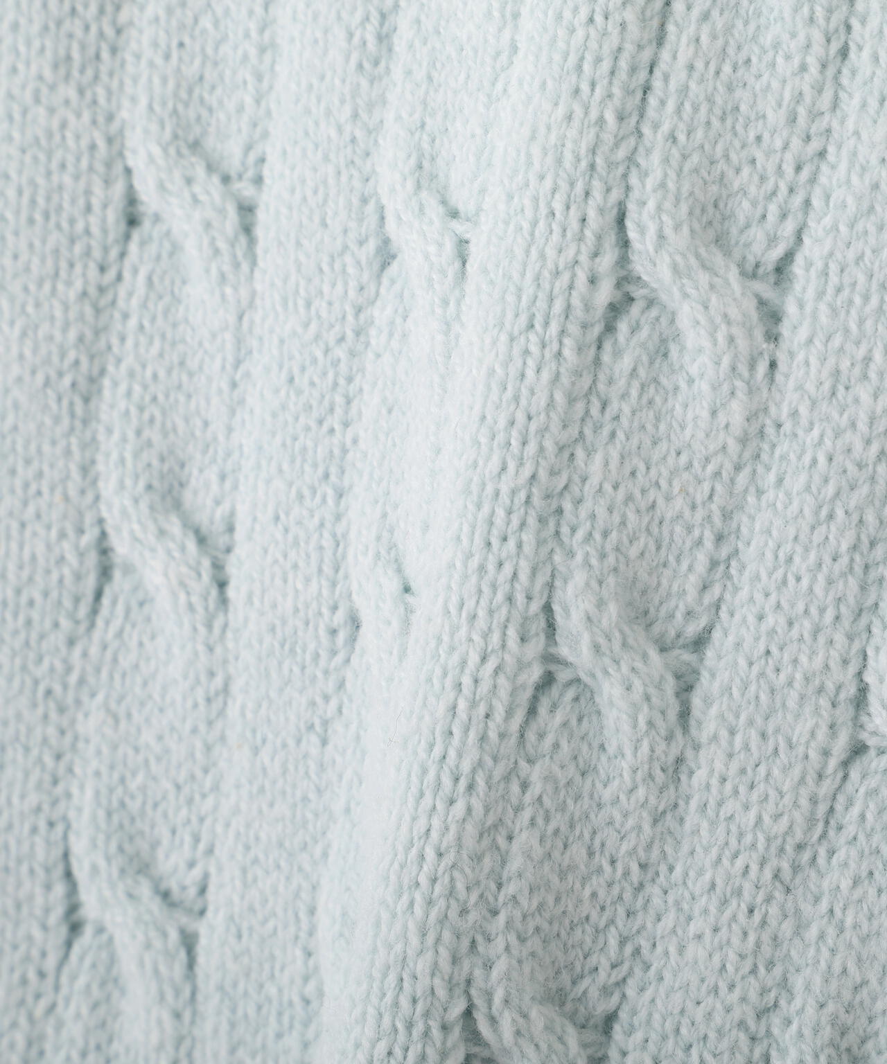 ポロ衿コットンブレンドケーブルニット