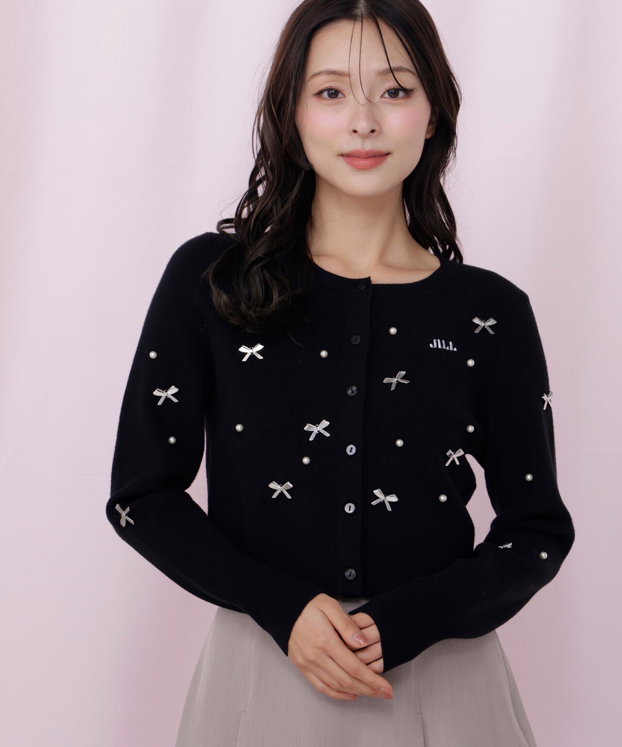 リボントッピングカーディガン