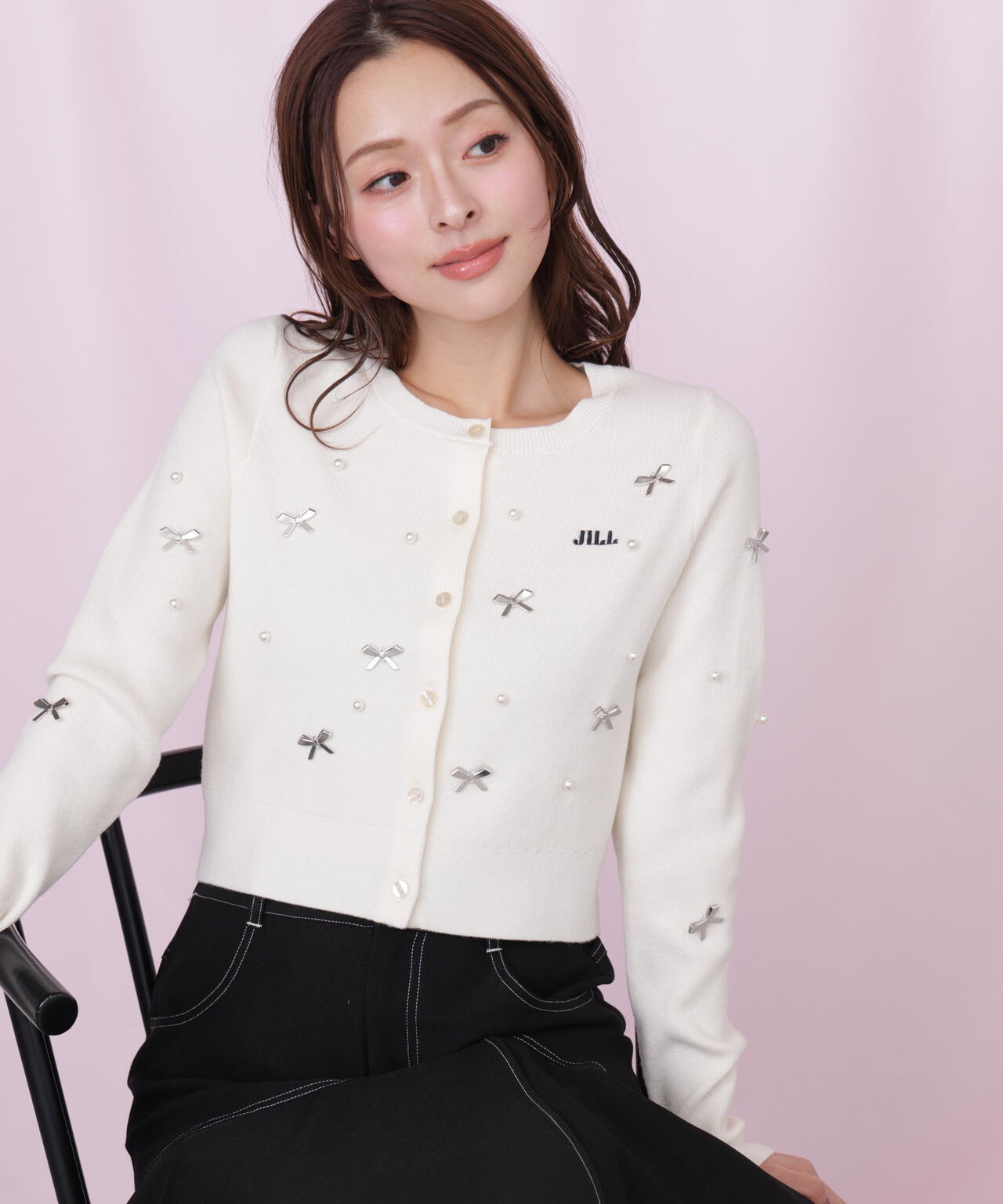 【新品】ジルバイジルスチュアート 花柄ボタンカーディガン リボントッピングカーディガン | JILL by JILL STUART（ジル バイ ジル