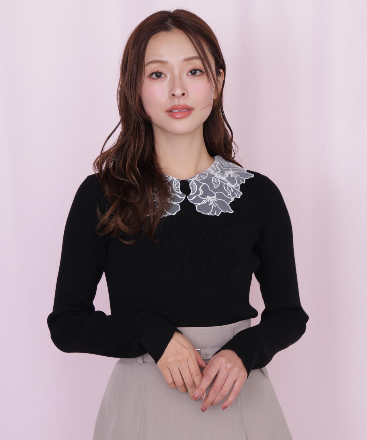 JILL♪ レース襟コンパクトリブニット | JILL by JILL STUART（ジル バイ ジル