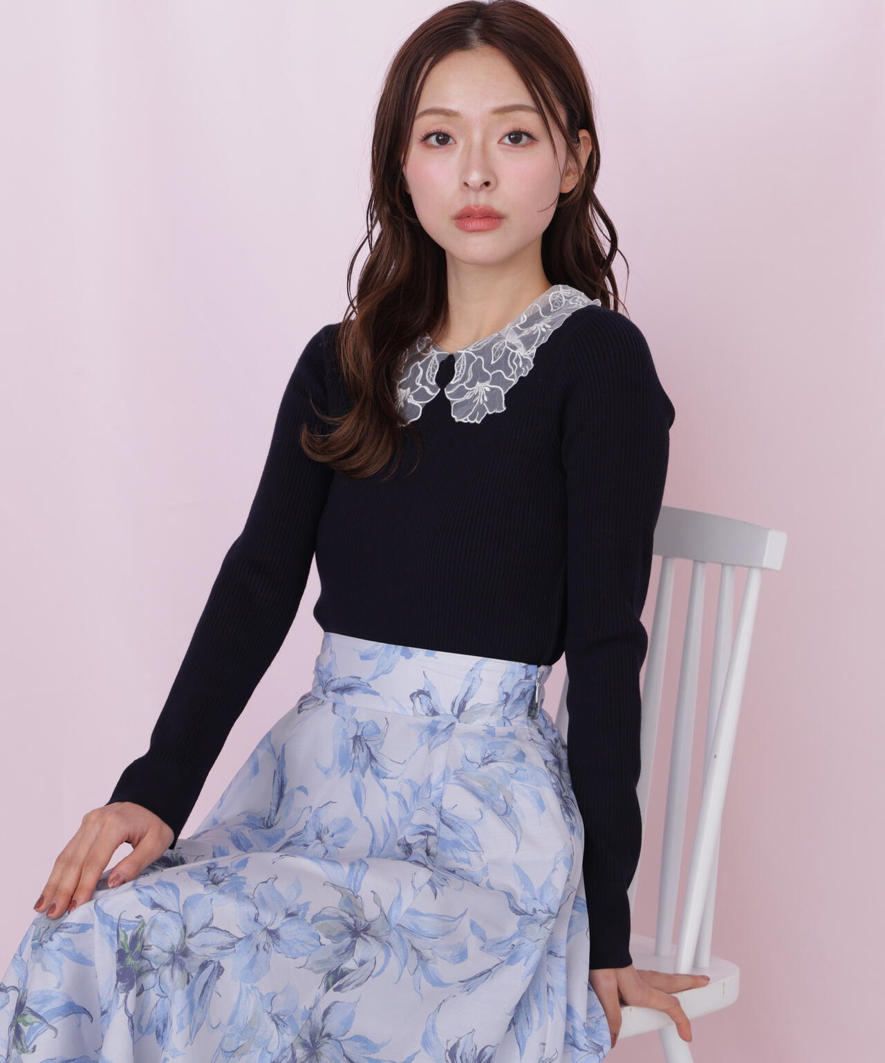 レース襟コンパクトリブニット | JILL by JILL STUART（ジル バイ ジル