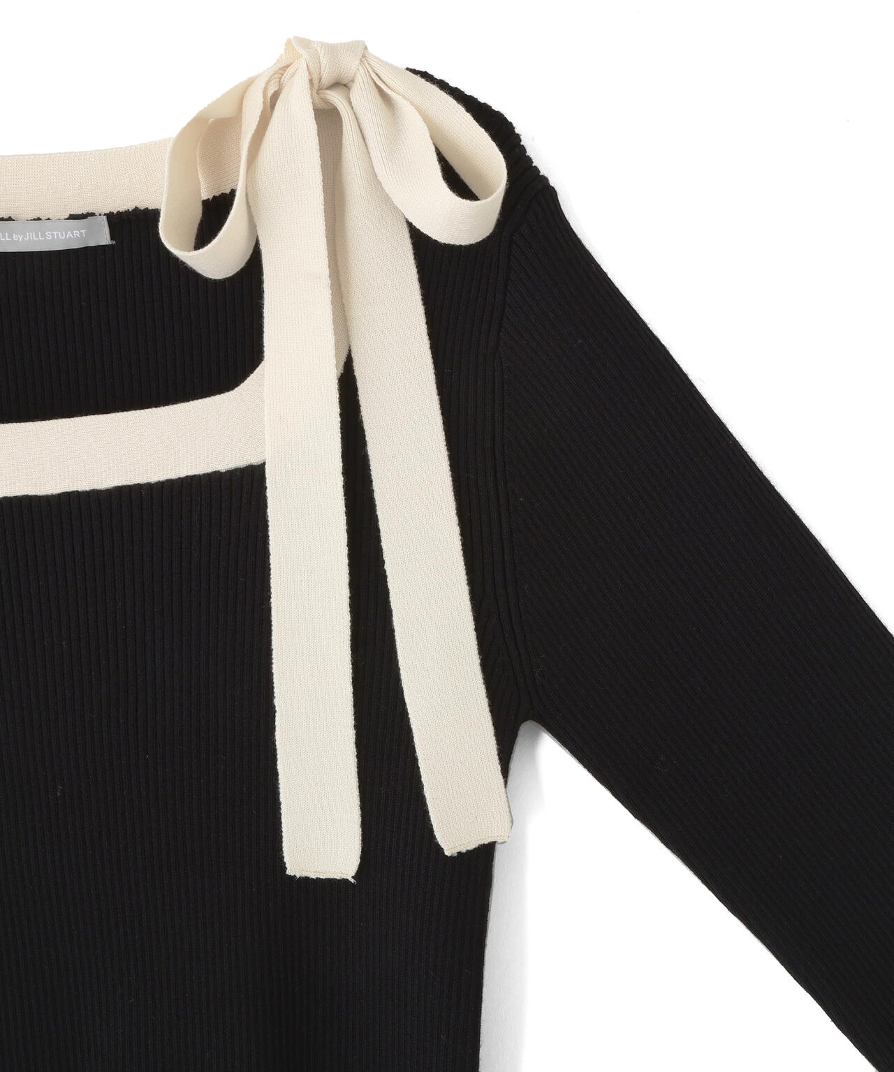 肩リボン配色ニット