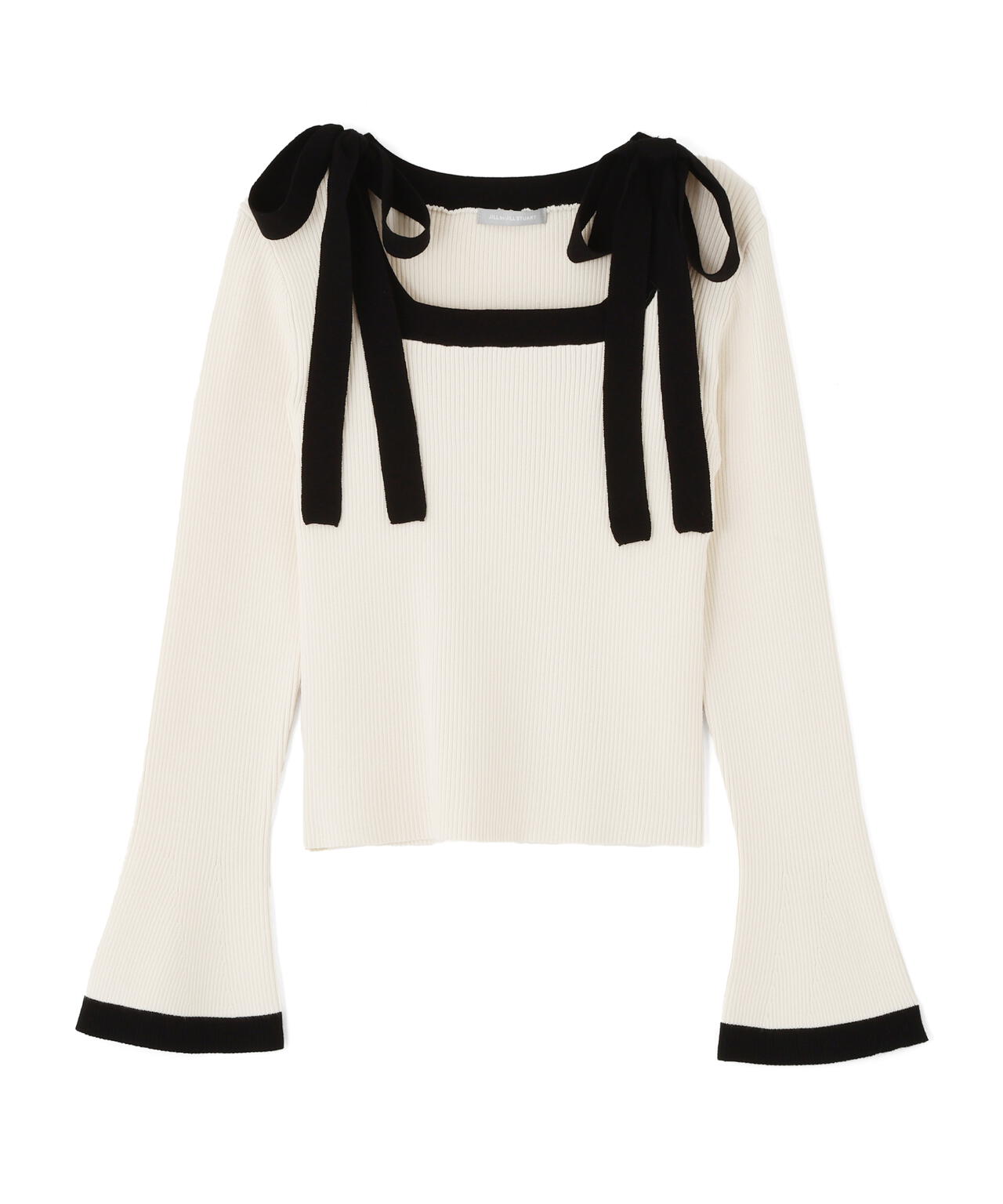 肩リボン配色ニット