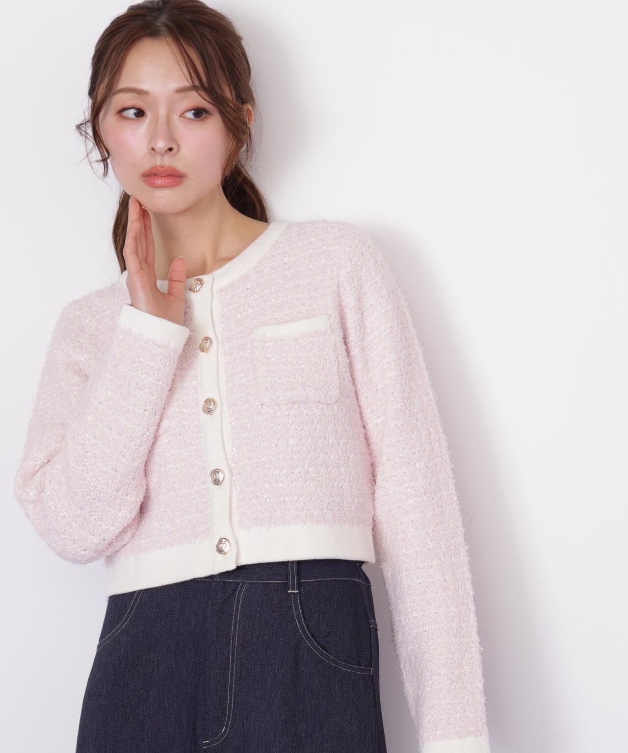 ミックスツイードニットジャケット