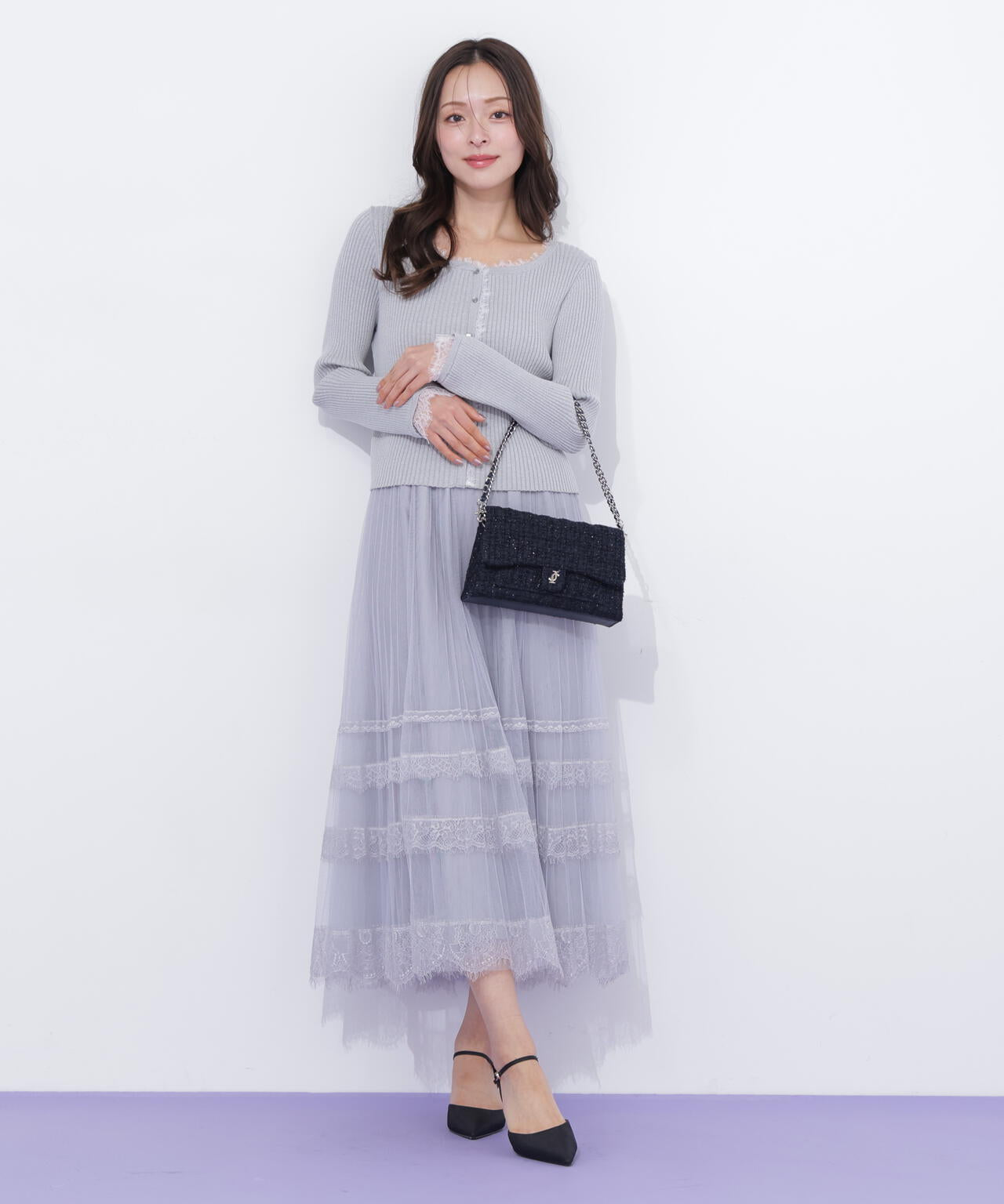 レーストリミングリブニット