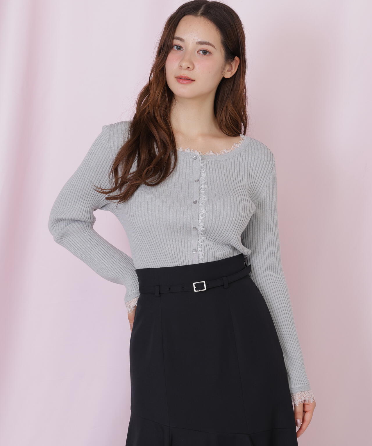 レーストリミングリブニット