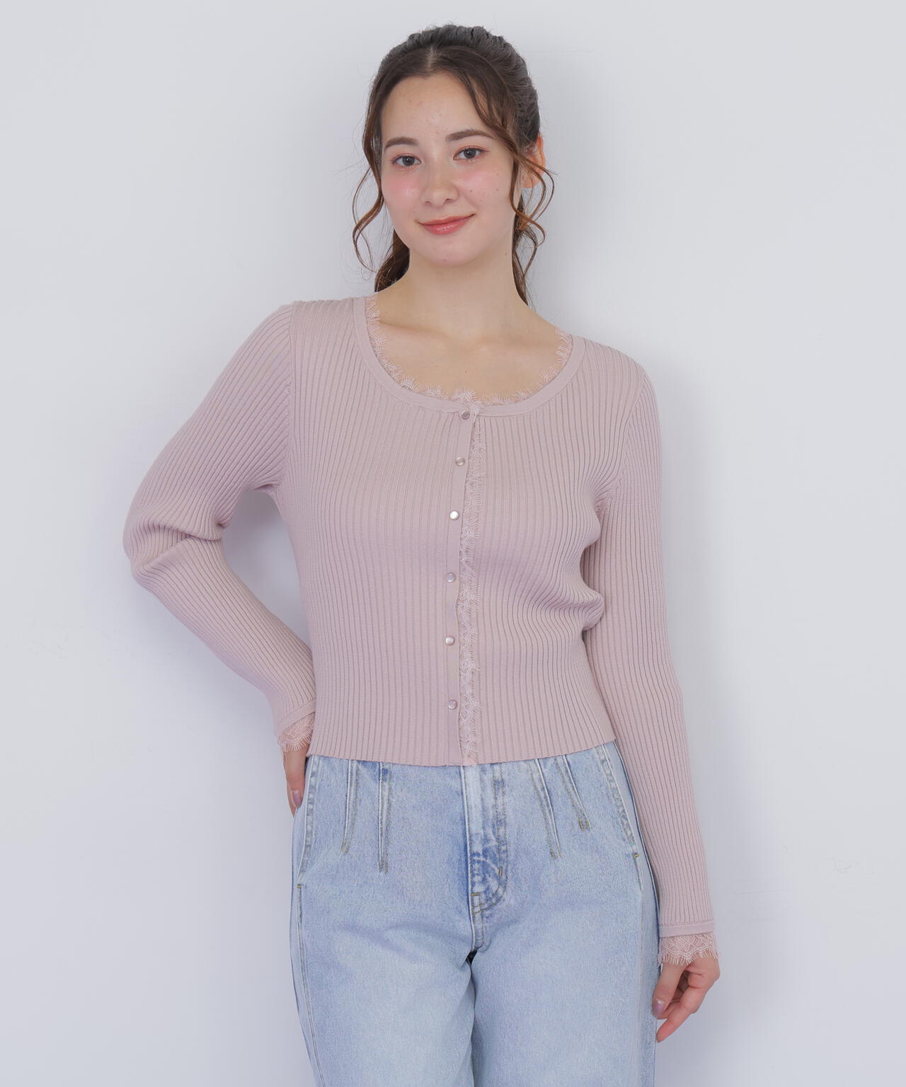 レーストリミングリブニット