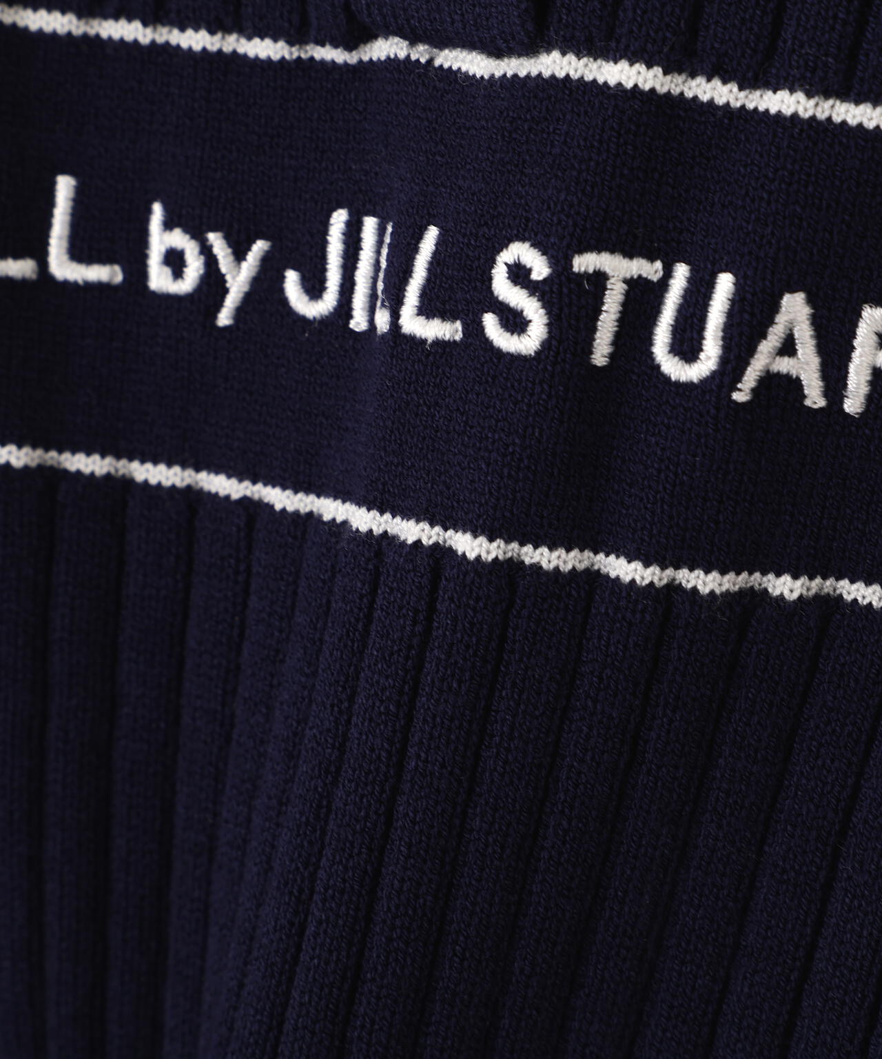 ポロ襟配色ラインリブニット