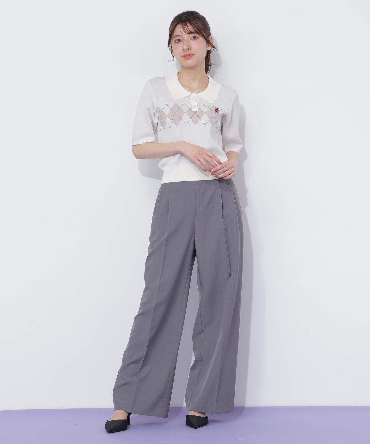 ＜ＢＥＡＲシリーズ＞ポロ襟アーガイルニット