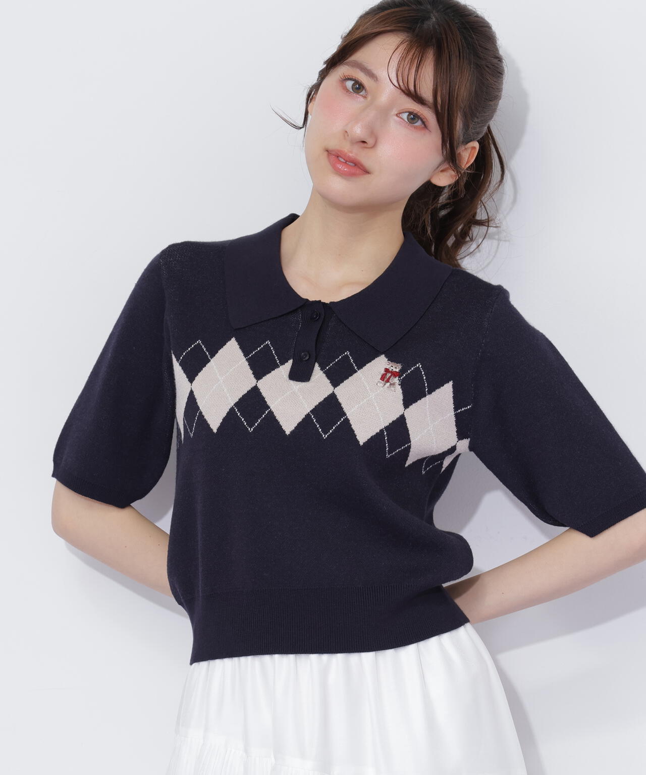 BEARシリーズ＞ポロ襟アーガイルニット | JILL by JILL STUART