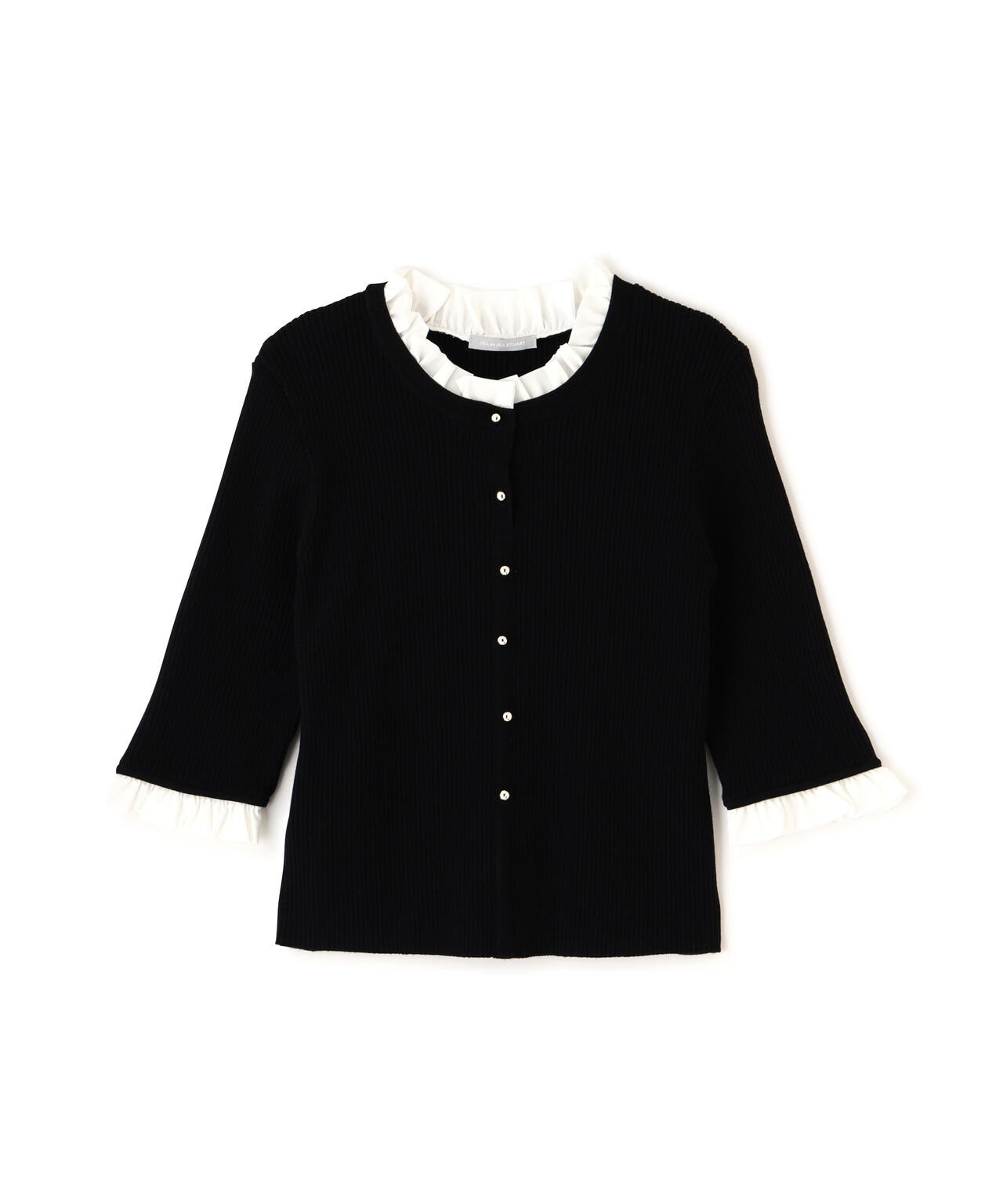 フリルカラーリブニット