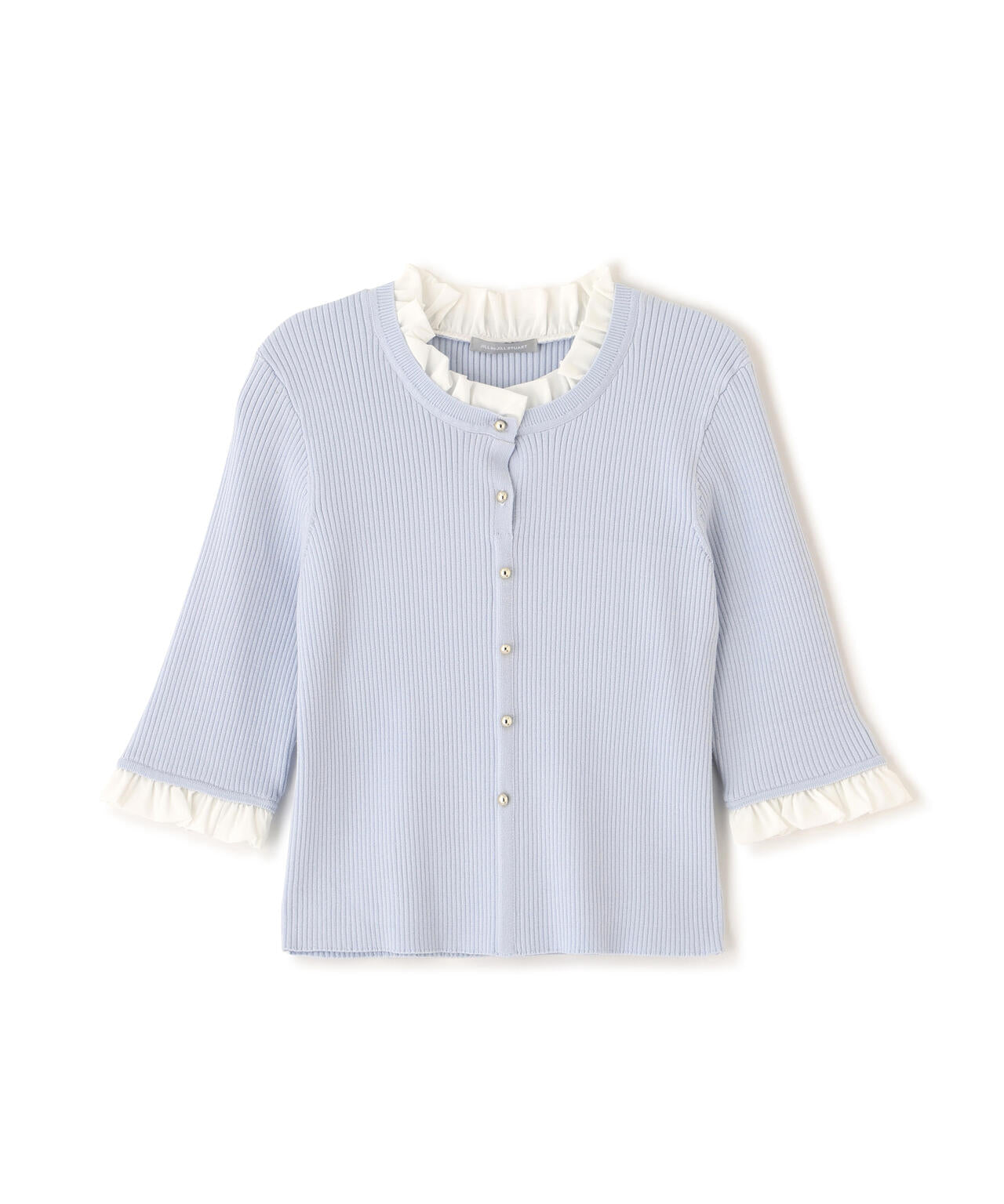 フリルカラーリブニット