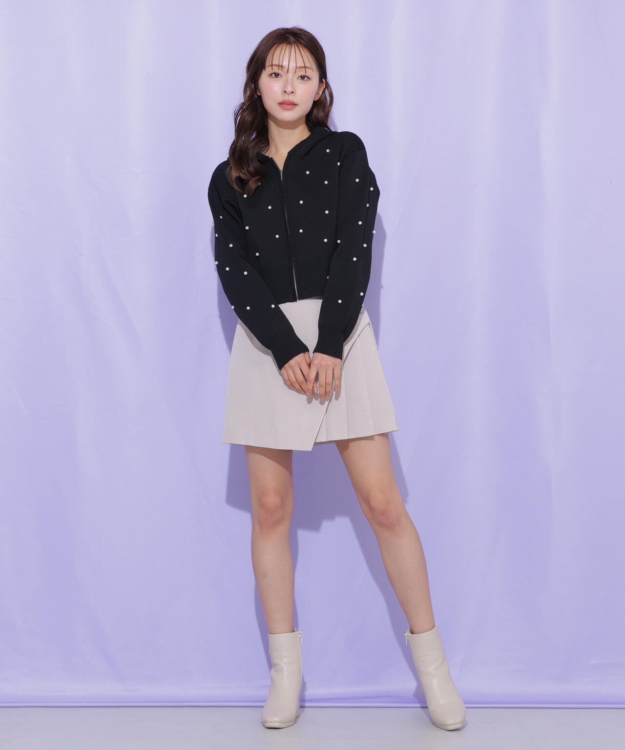 ランダムパールニットフーディー