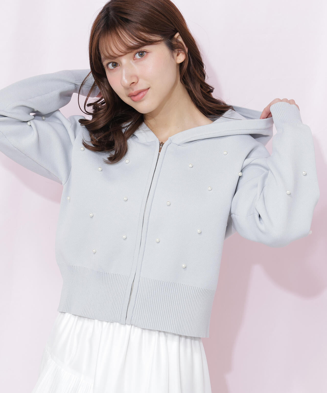 ランダムパールニットフーディー