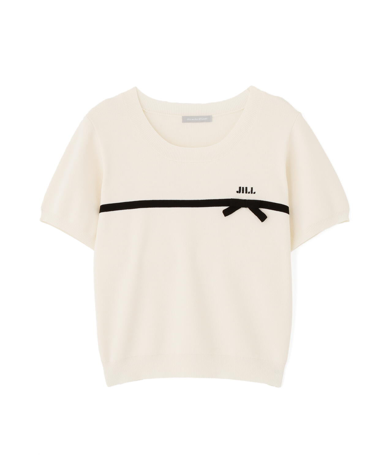 ラインリボン半袖ニット