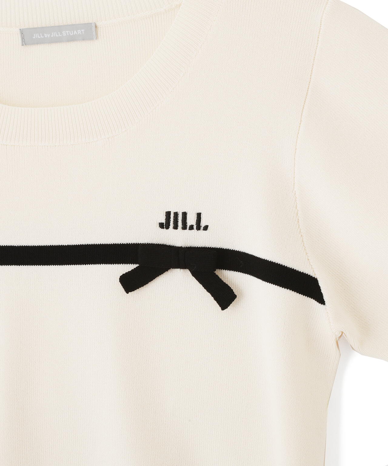 ラインリボン半袖ニット