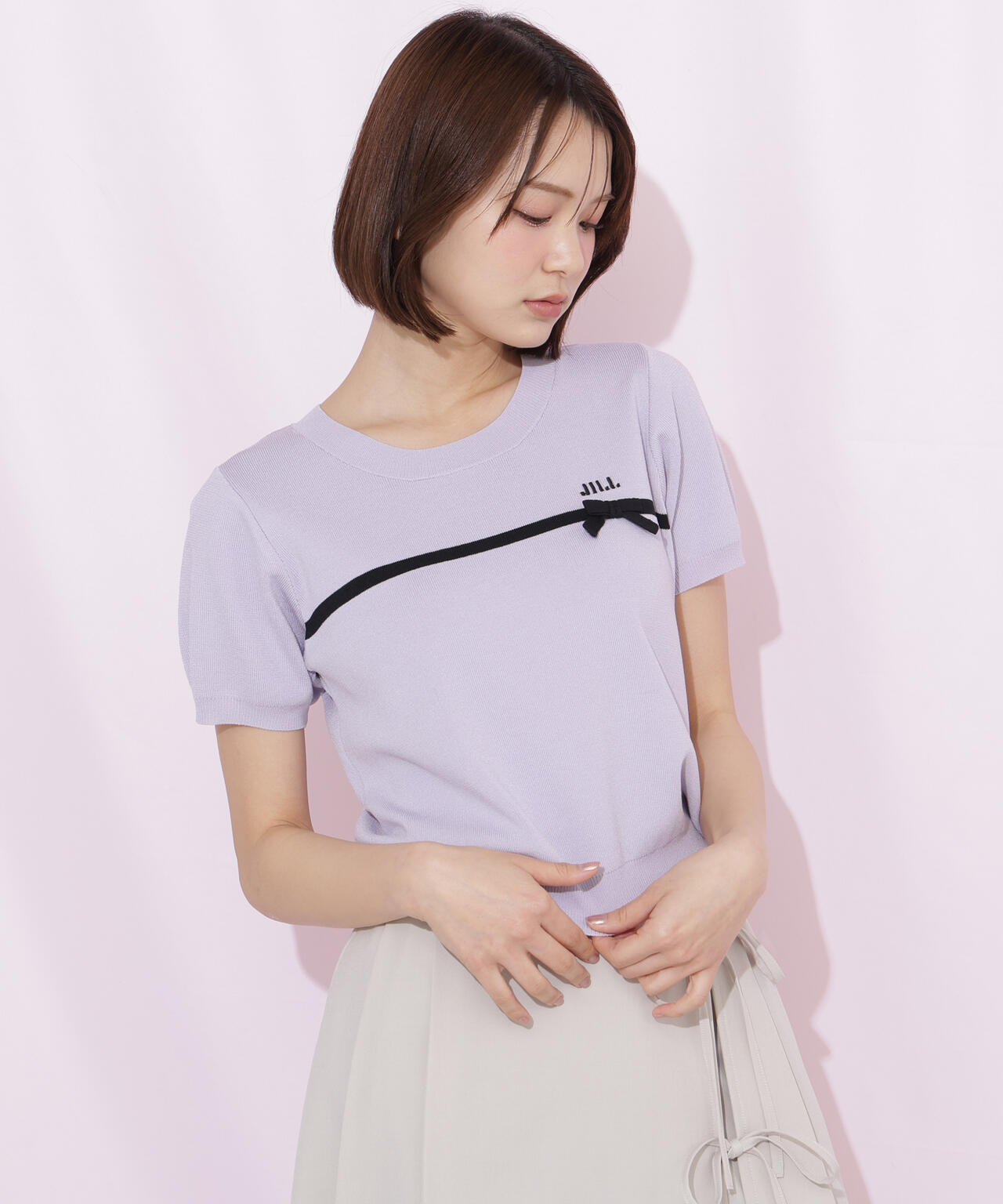 6/12 10:00～6/15 SPECIAL COUPON 対象商品】ラインリボン半袖ニット