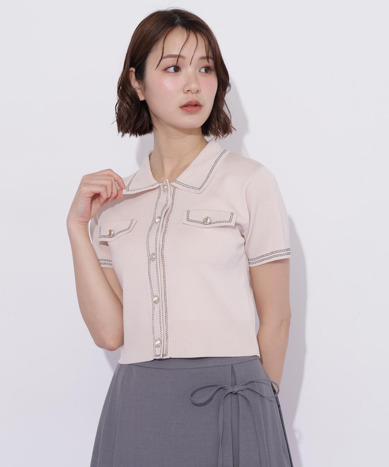 JILL by JILLSTUART　ジルスチュアート　ステッチポロニット ステッチポロニット | JILL by JILL STUART（ジル バイ ジル