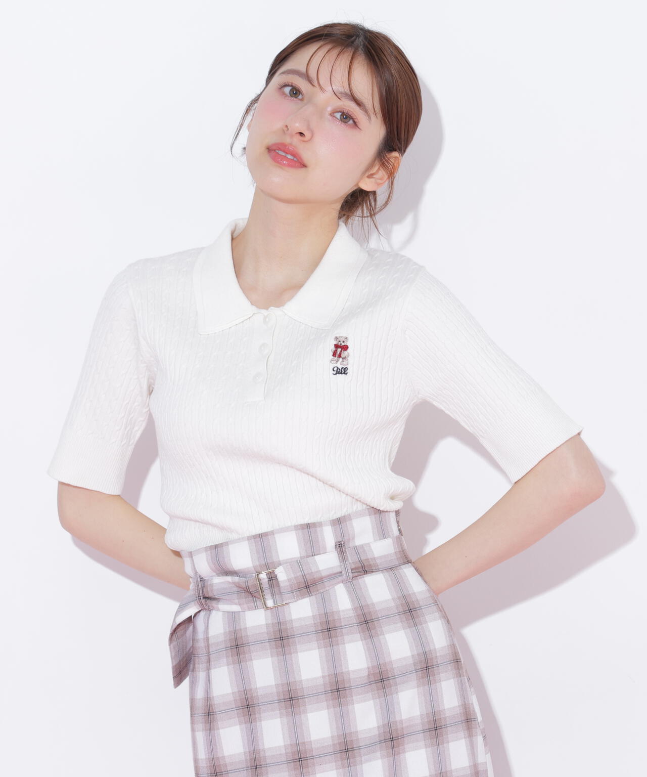 BEARシリーズ＞ダブルカラーケーブルニット | JILL by JILL STUART