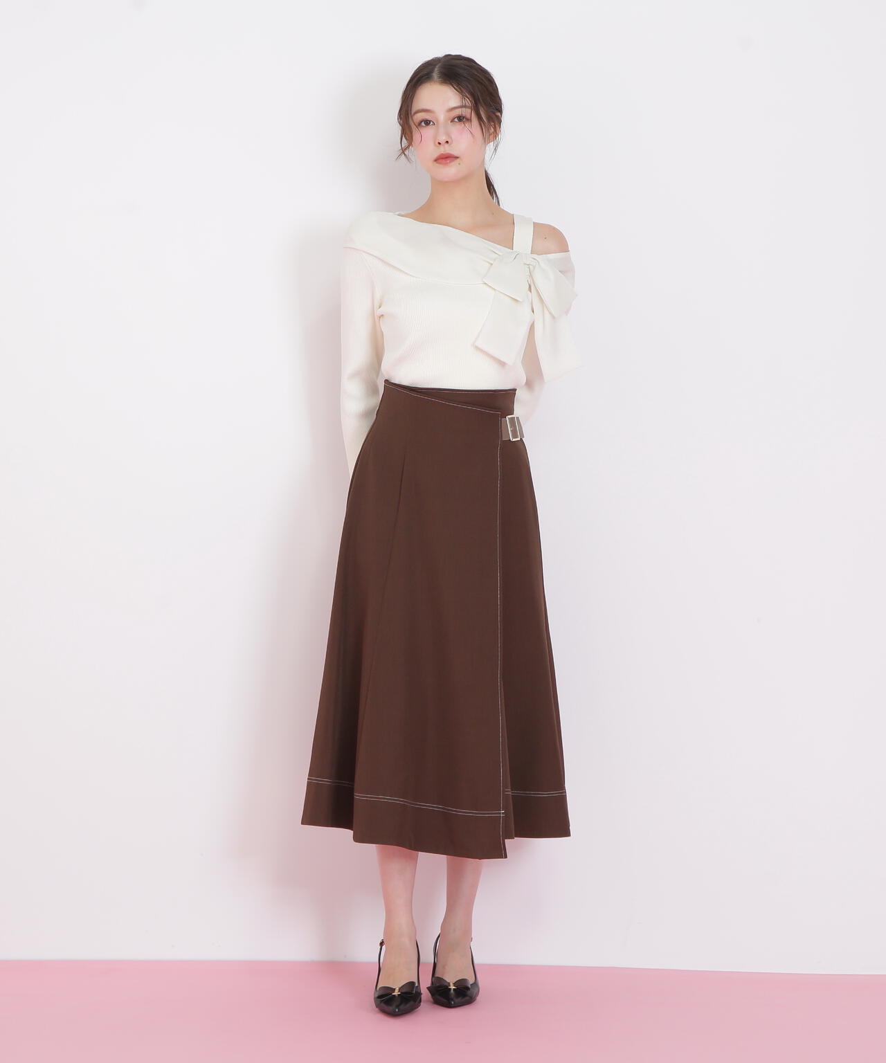 アシメリボンニット