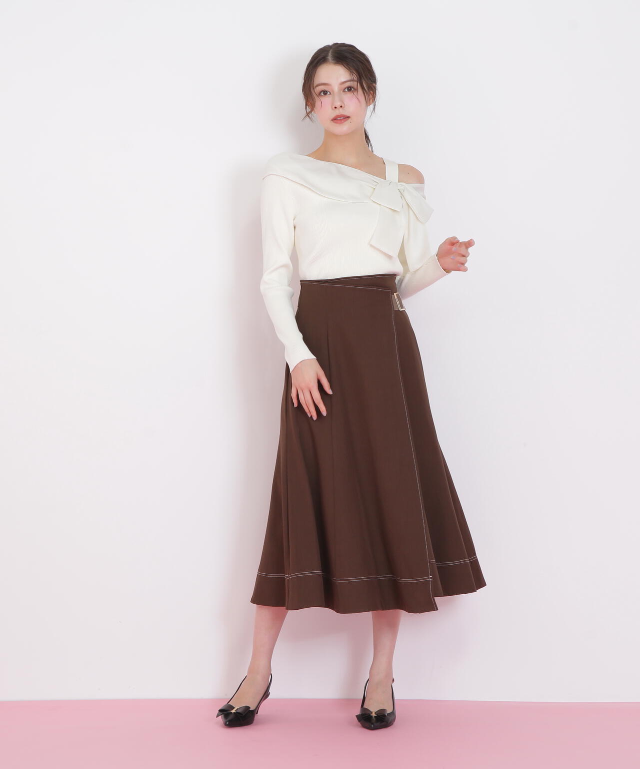 アシメリボンニット