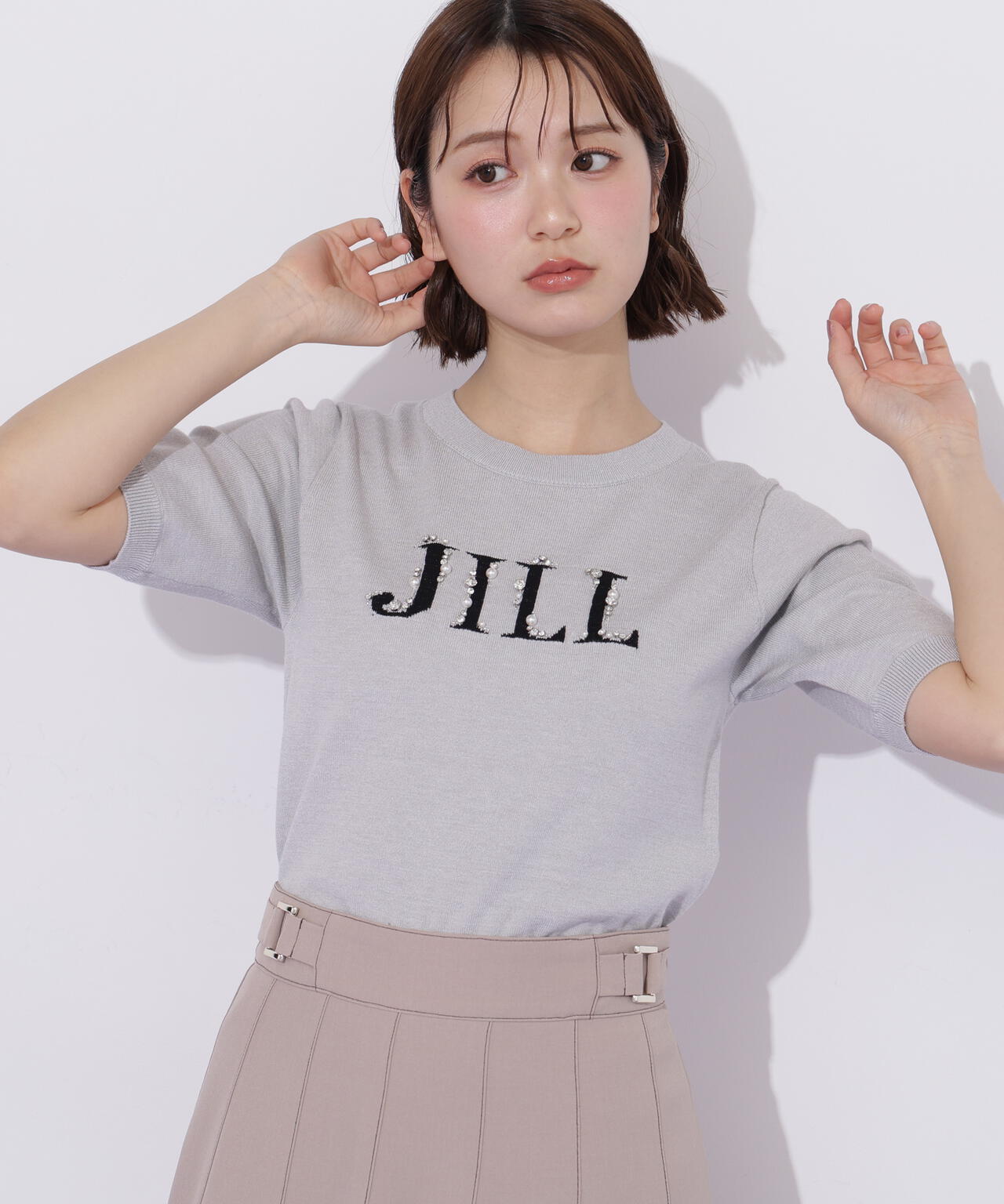 半袖ロゴジャカードビジューニット | JILL by JILL STUART（ジル バイ