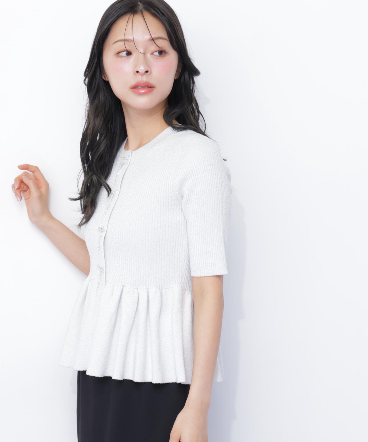 ラメモールペプラムニット半袖 | JILL by JILL STUART（ジル バイ ジル