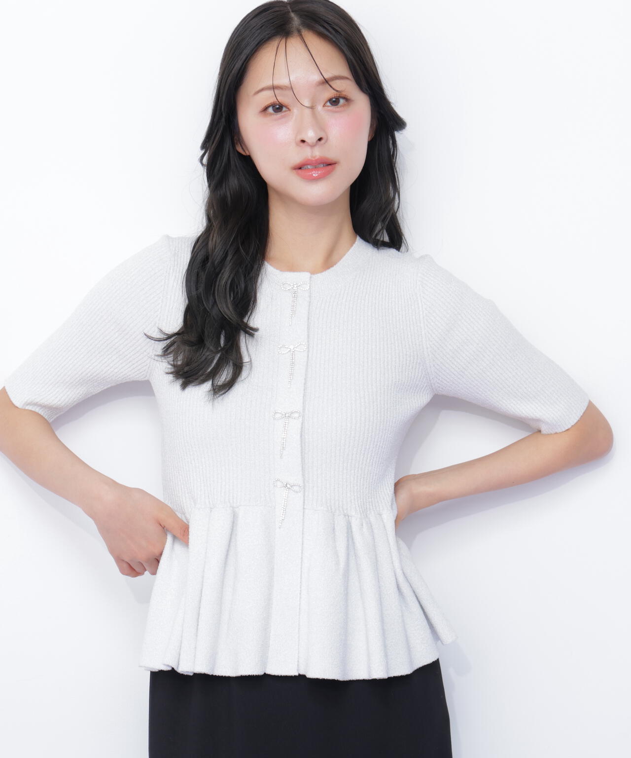 ラメモールペプラムニット半袖 | JILL by JILL STUART（ジル バイ ジル