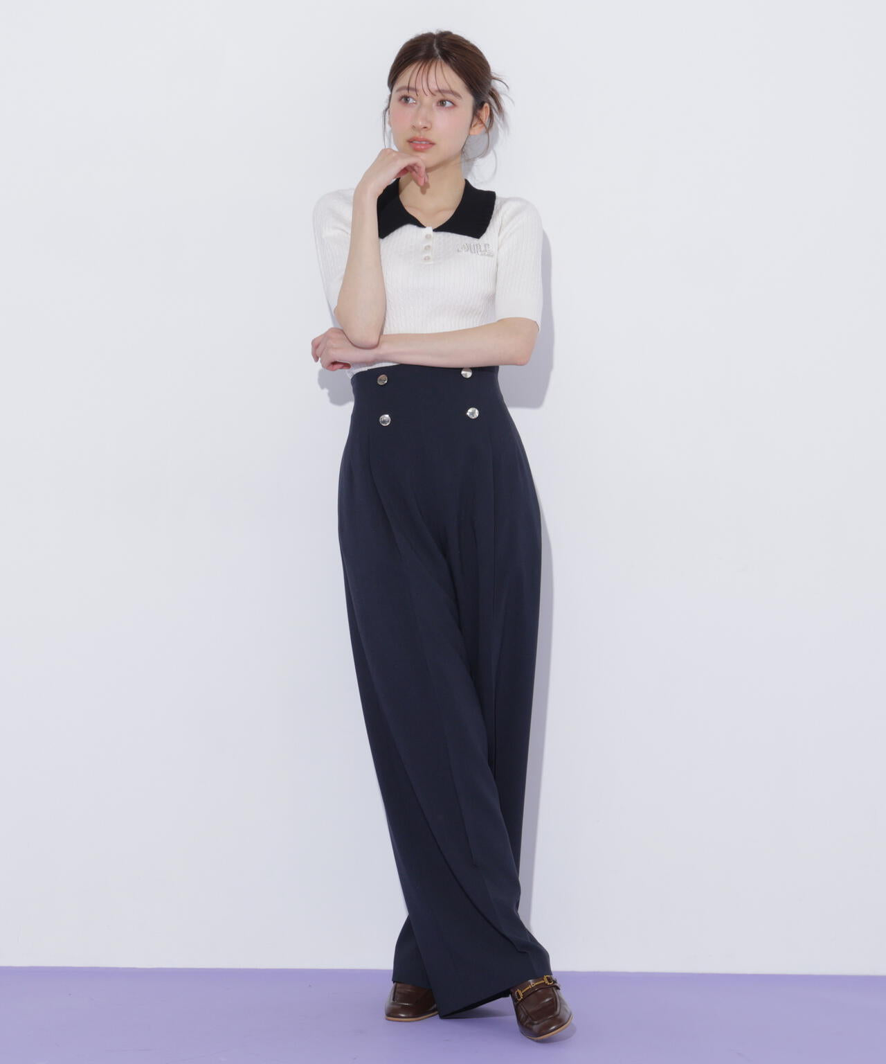 JILL by JILLSTUART ビジューロゴケーブルニット半袖 ビジューロゴケーブルニット半袖 | JILL by JILL STUART（ジル バイ