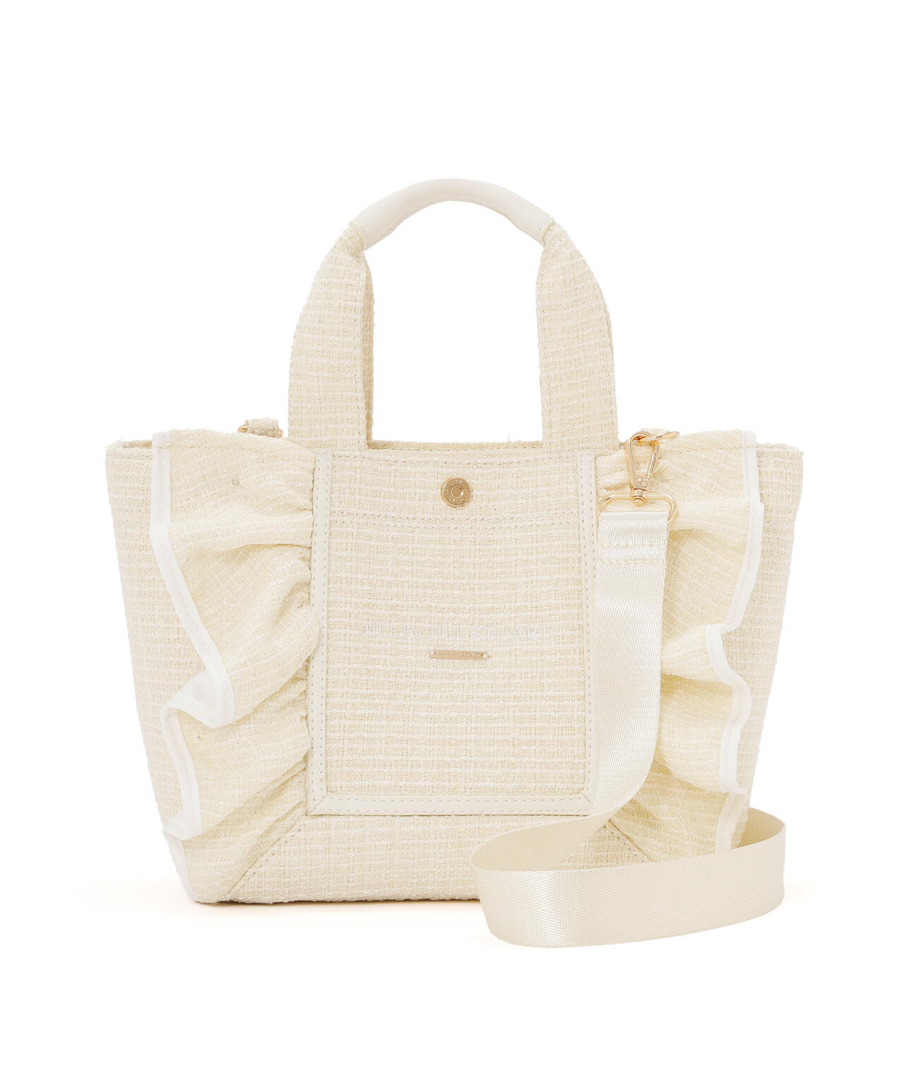 パステルツイードフレームフリルトートバッグ