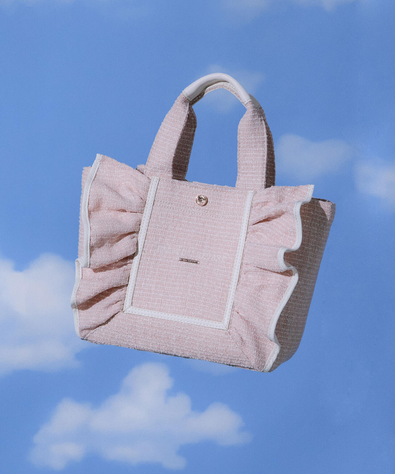 パステルツイードフレームフリルトートバッグ