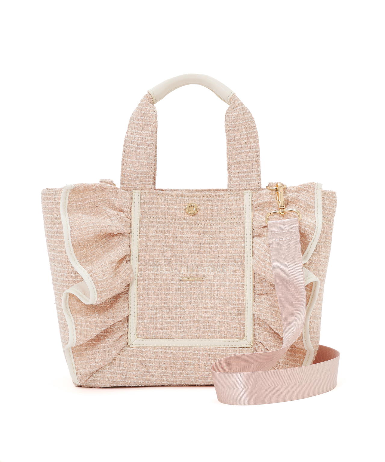 パステルツイードフレームフリルトートバッグ